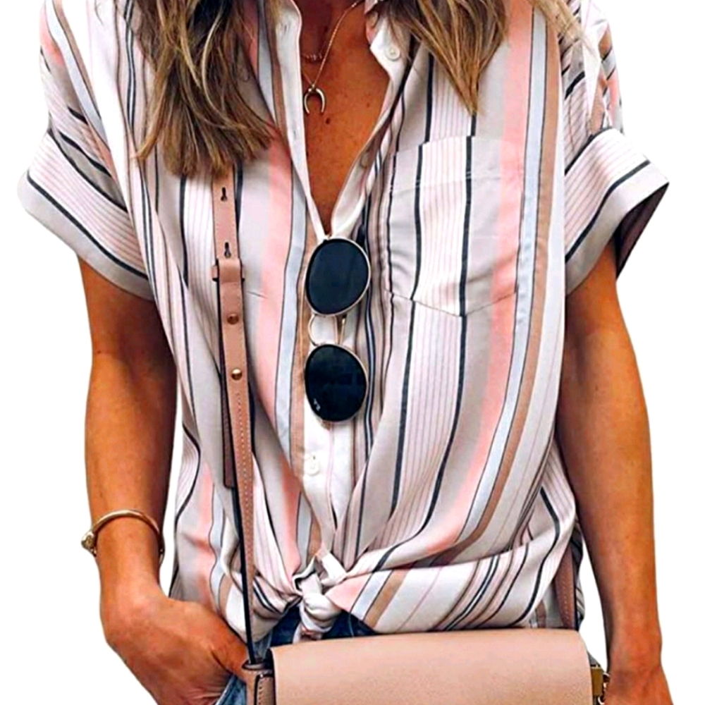 Striped button down collared shirt